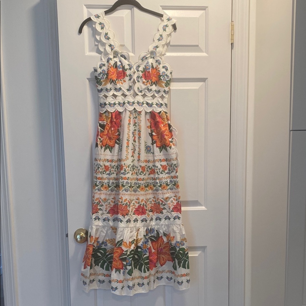 FAEM RIO Floral Embroidered White Dress Size XXS